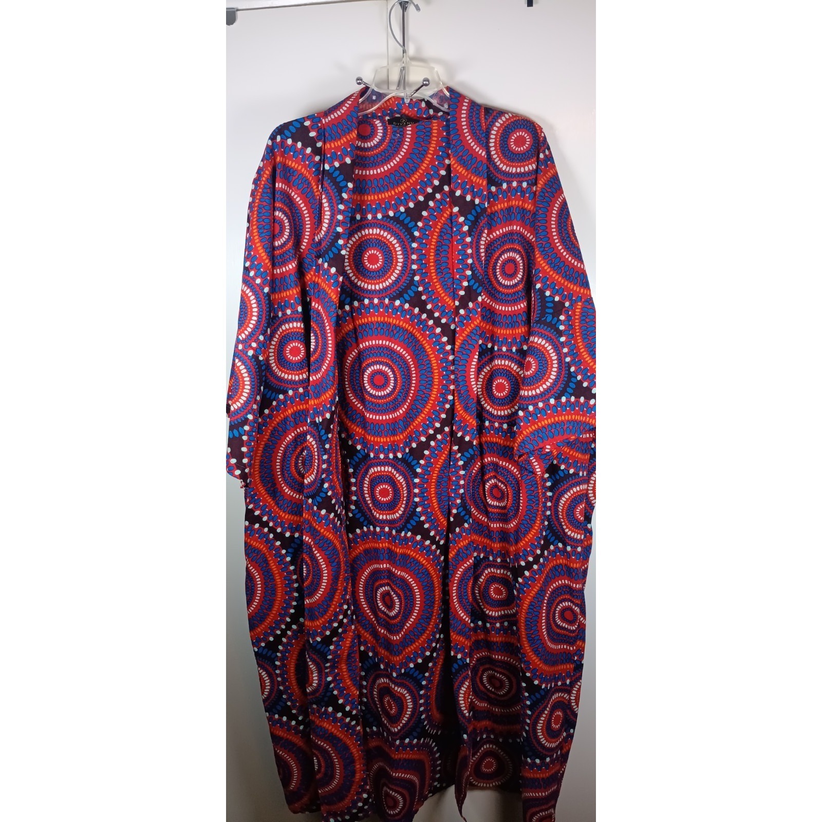 D'iyanu African Ondina Kimono Robe Duster Bold Colorful L Xl Maxi Kaftan Wrap